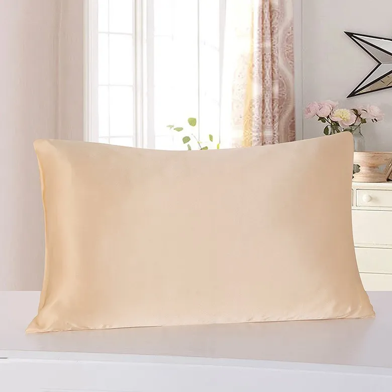 Pillowcase Satin Solid Color Simulation Silk Single Pillowcase Ice Silk Pillowcase - Champagne