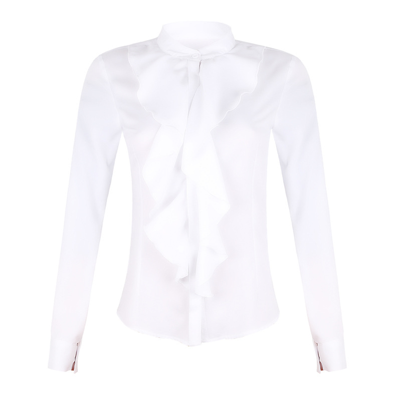 Long sleeve ruffled V-neck shirt