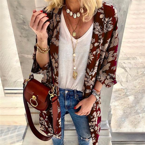 Women's printed cardigan jacket
