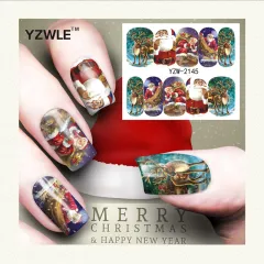 Red snowflake deer snowman nail sticker - Yzw2145 - View 1