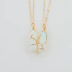 Geometric Hexagonal Column Quartz Necklace Pendant Natural Stone Bullet Crystal - Opal - View 1