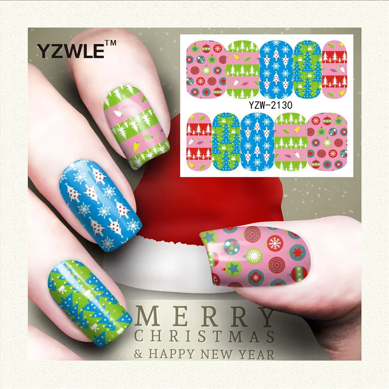 Red snowflake deer snowman nail sticker - Yzw2130