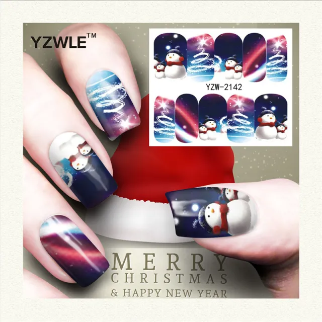 Red snowflake deer snowman nail sticker Yzw2142 - Shop at LoveMi