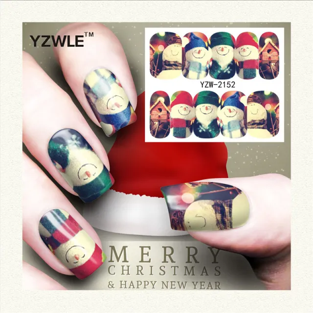 Red snowflake deer snowman nail sticker Yzw2152 - Shop at LoveMi