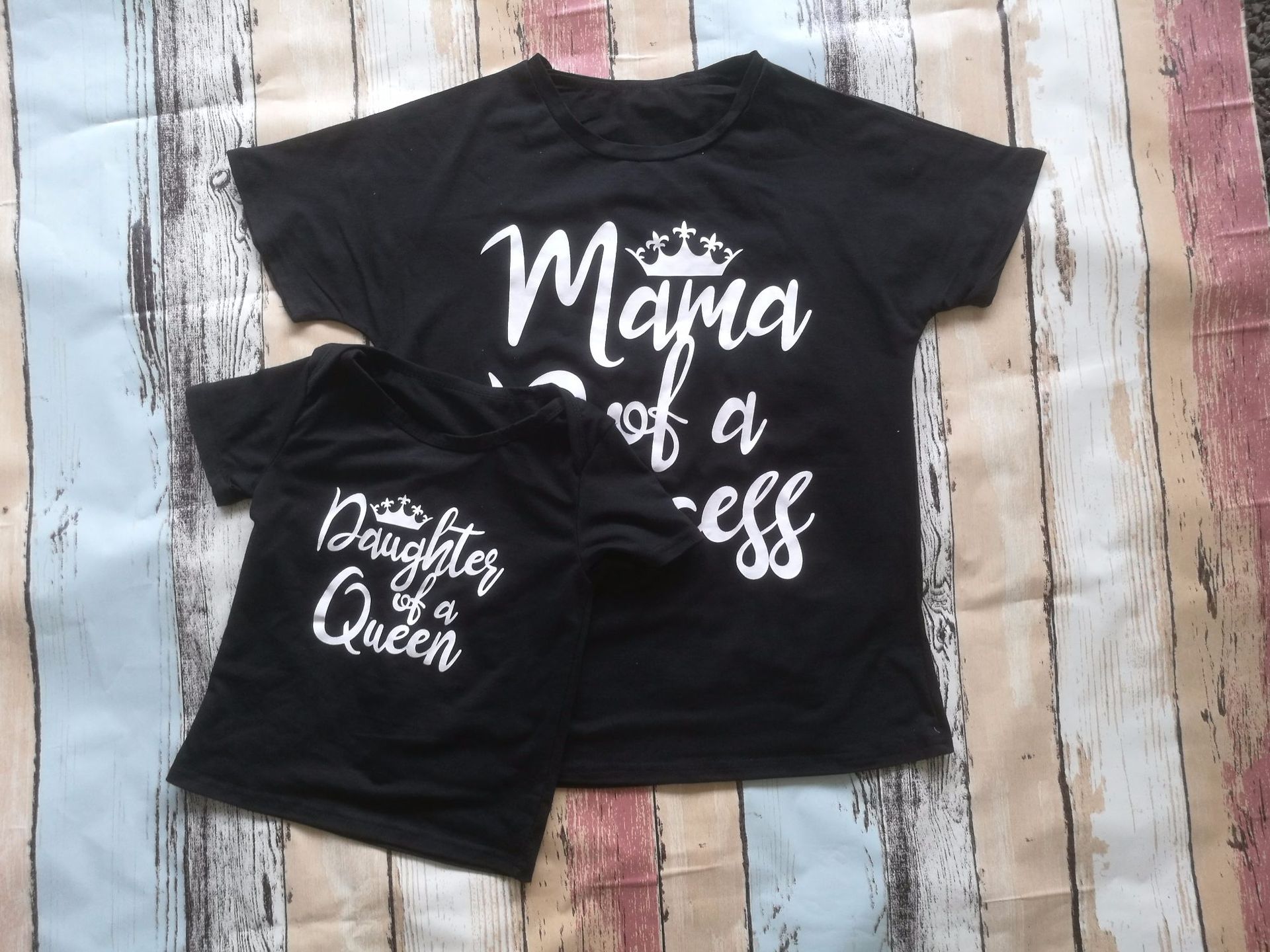 Solid color printing parent-child short sleeve