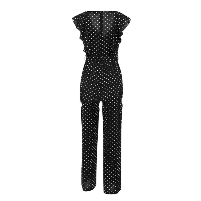 Simple Elegant Polka Dot Print Women Jumpsuits Black - Shop at LoveMi