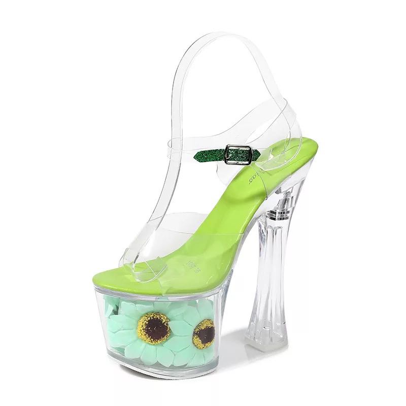 Steel chunky heel non-slip crystal sandals