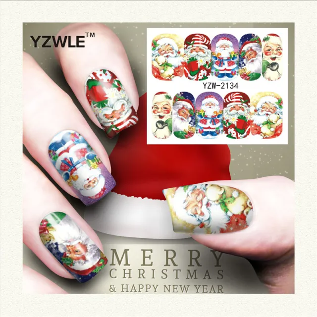 Red snowflake deer snowman nail sticker Yzw2134 - Shop at LoveMi