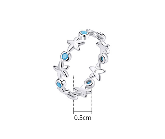 Sterling Silver Starfish Ring Platinum Ring