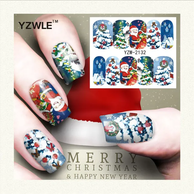 Red snowflake deer snowman nail sticker Yzw2132 - Shop at LoveMi