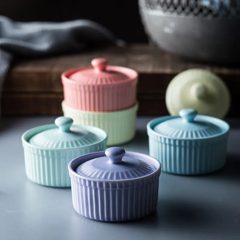 New Nordic Style Ceramic Baking Bowl with Lid