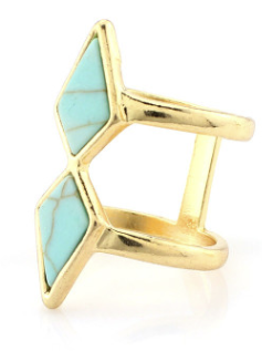 Geometric Turquoise Joint Ring