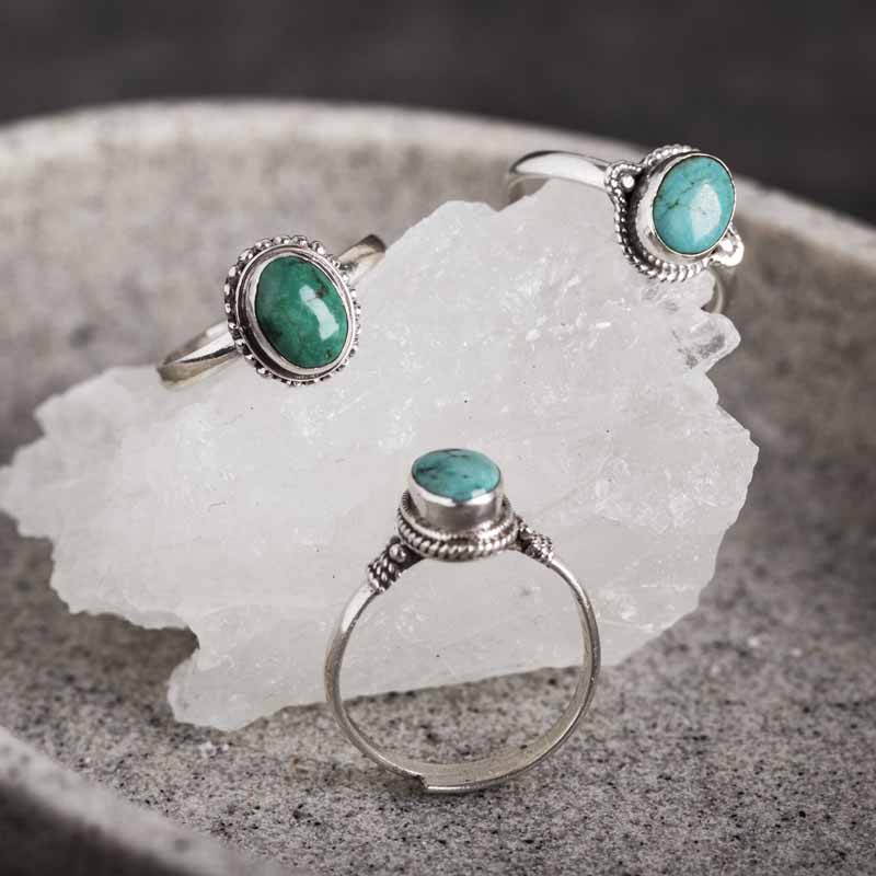 Silver  ring inlaid with turquoise