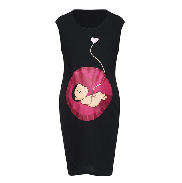 European and American women's baby love printed maternity dress