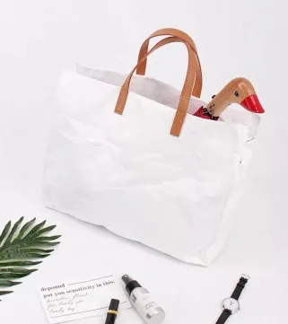 Stylish and eco-friendly paper handbags and checked bags - White
