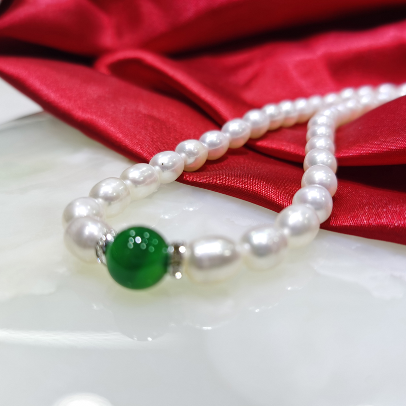 Pearl Necklace Bracelet Ring Three Piece Set