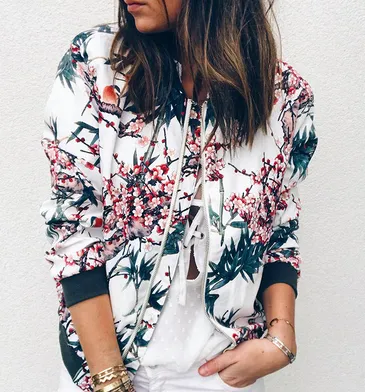 Incredibly beautiful and cozy jacket with a floral pattern Blue - Shop at LoveMi