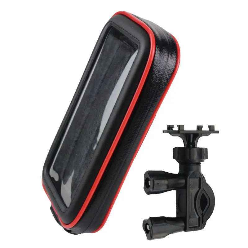 Rainproof TPU Touch Screen Cell Bike Phone Bag Holder Cycling Handlebar Bags Frame Pouch Case - Double Button-L