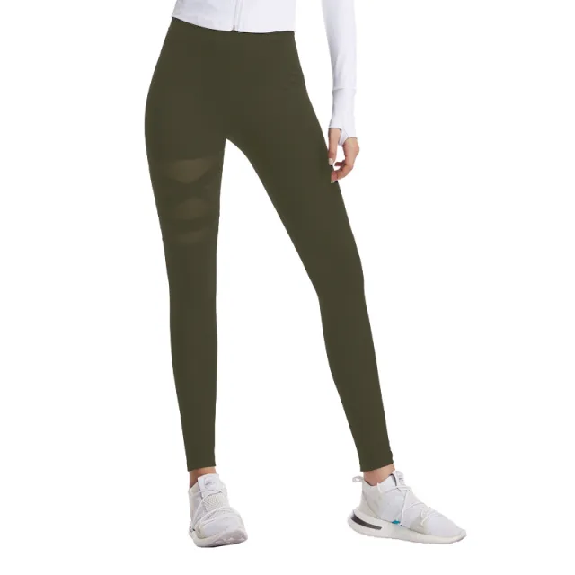Gym Leggings Cross High Waist Yoga Pants Army Green - Shop at LoveMi