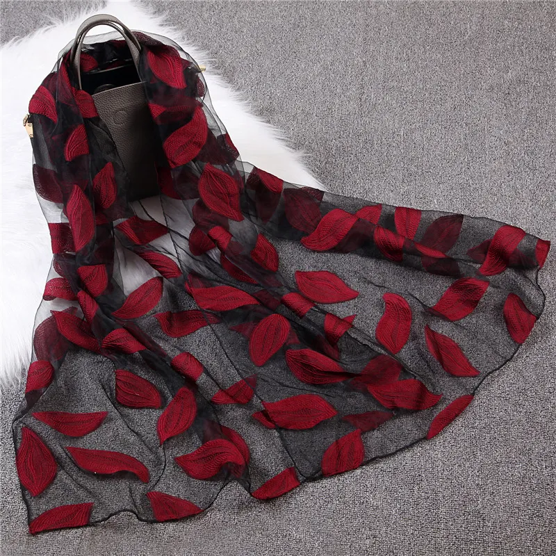 Organza cut scarf - Wine