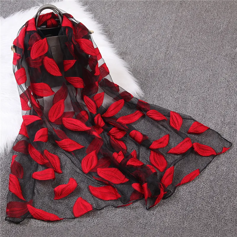 Organza cut scarf - Red