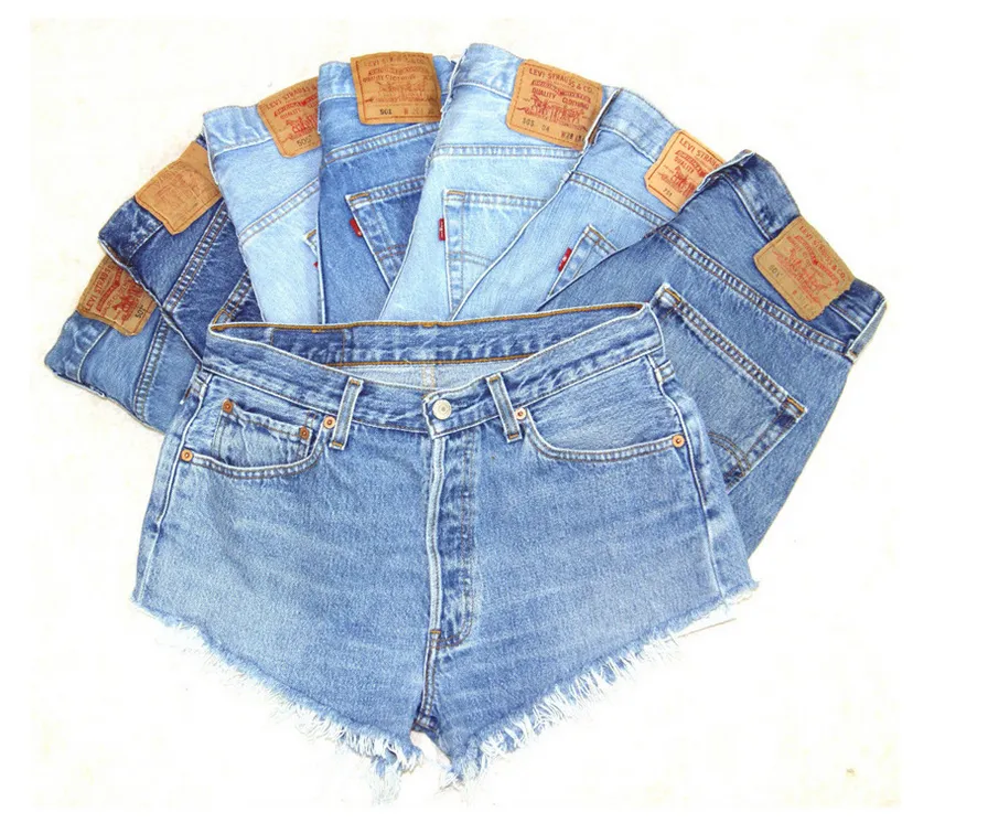 Thin Skinny Denim Shorts - Light Blue