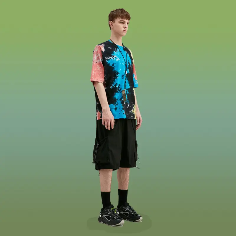 Street colored irregular tie-dye short sleeves