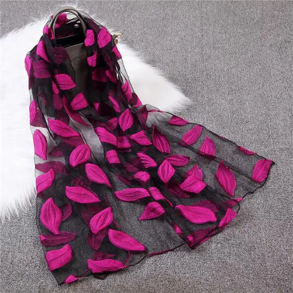 Organza cut scarf - Rose Red