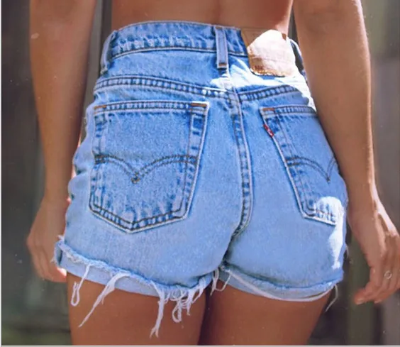 Thin Skinny Denim Shorts - Blue