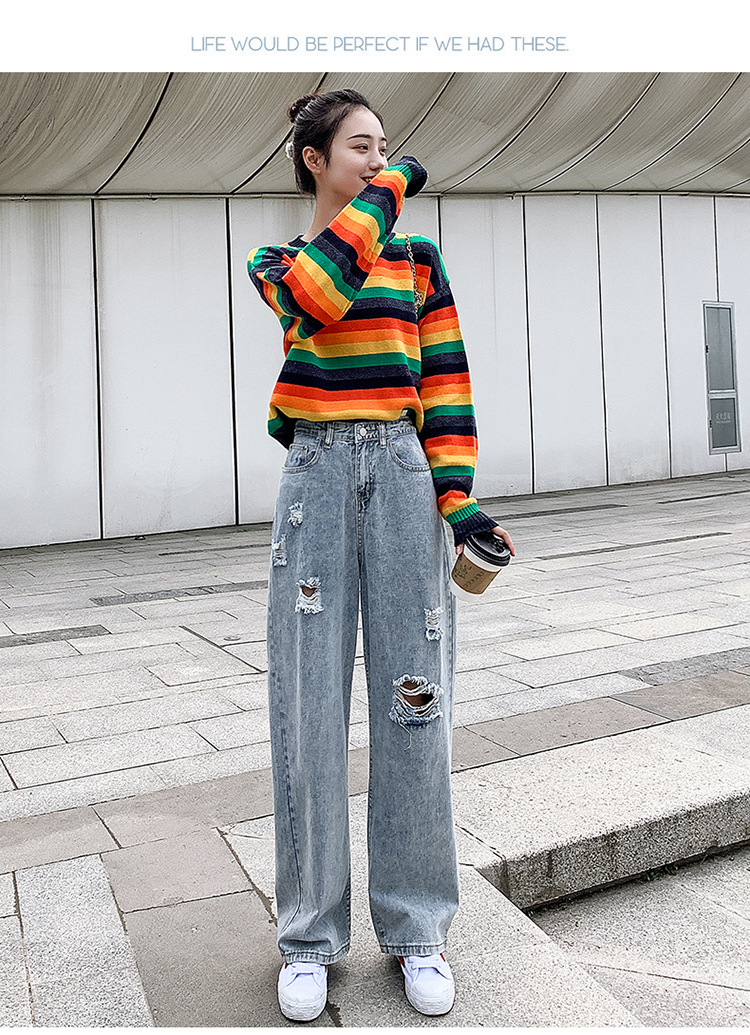 Loose ripped jeans Blue - Shop at LoveMi