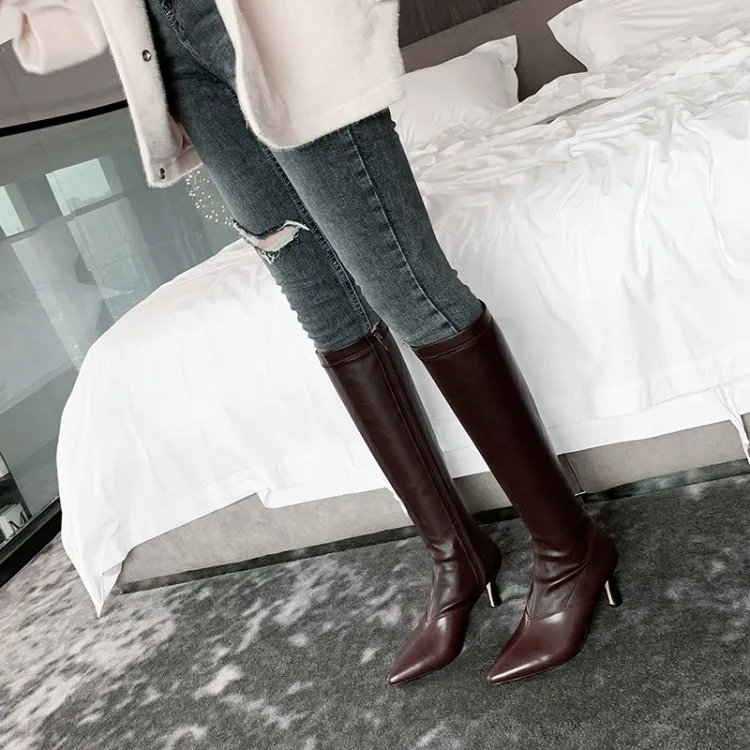 Pointed toe stiletto high boots - Black