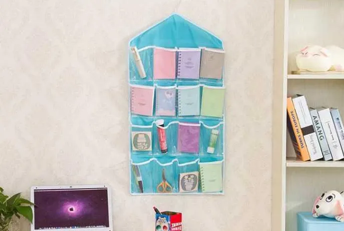 Hanging multi-function bag with 16 compartments - Blue