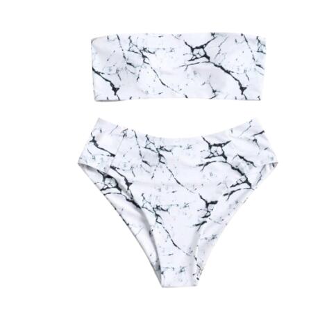 Women Wrapped Marble Printed Swimsuit Bikini Split Sexy Bikini Set - Image 2