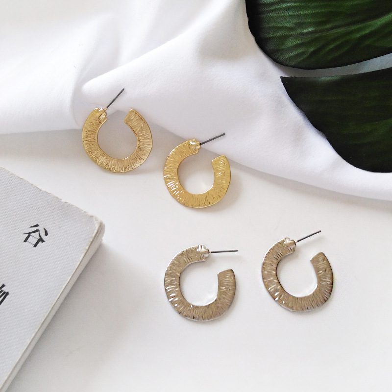 Split semi-circular sequin earrings