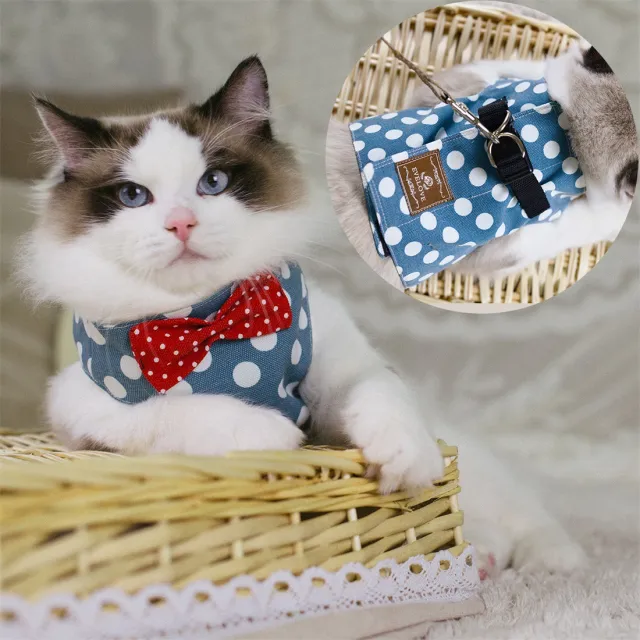 Rope Cat Traction Cat Chest Strap Set Bow F - Shop at LoveMi