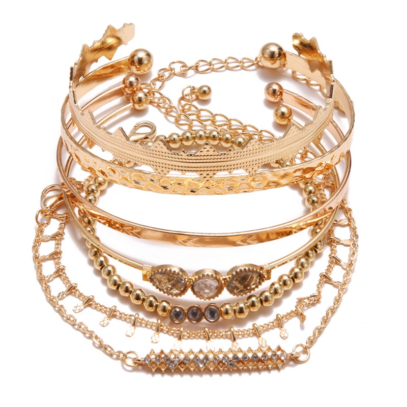 Ethnic 7-piece bracelet with diamonds