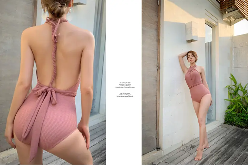 Triangle one-piece bikini straps sexy swimwear