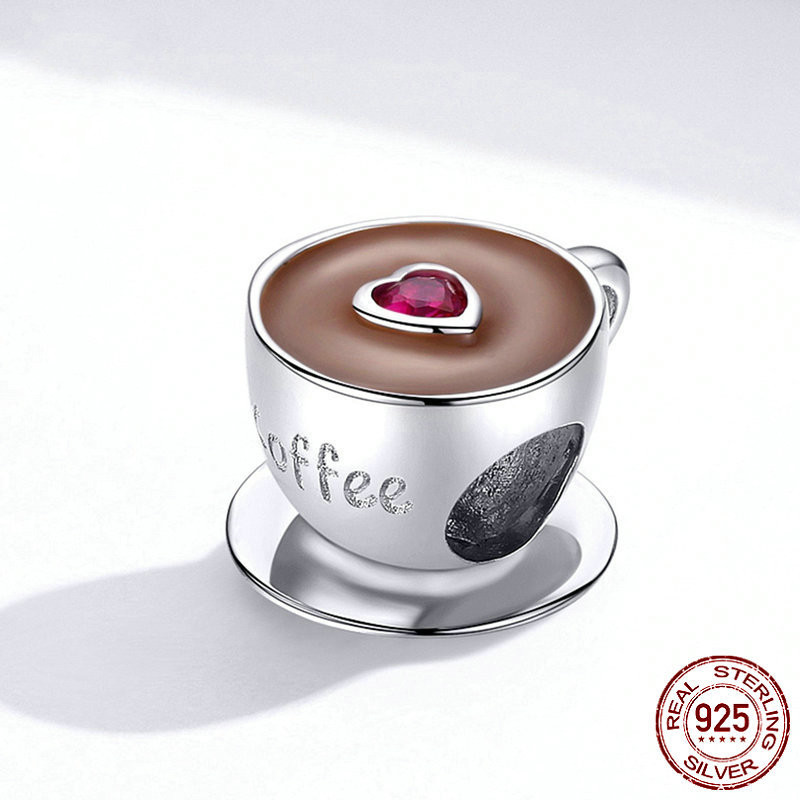 S925 coffee cup beaded
