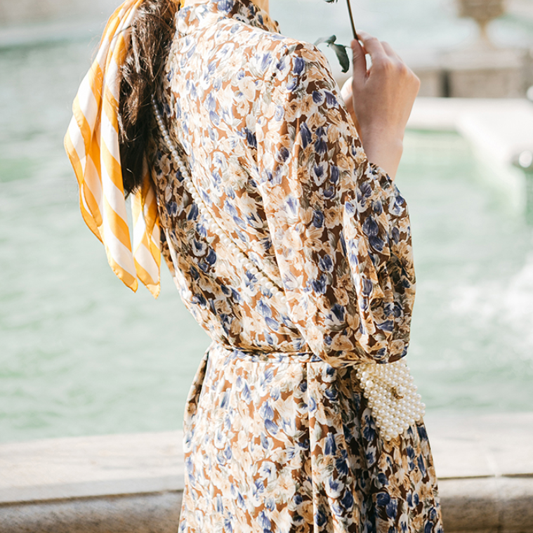 Floral over-the-knee eustoma skirt