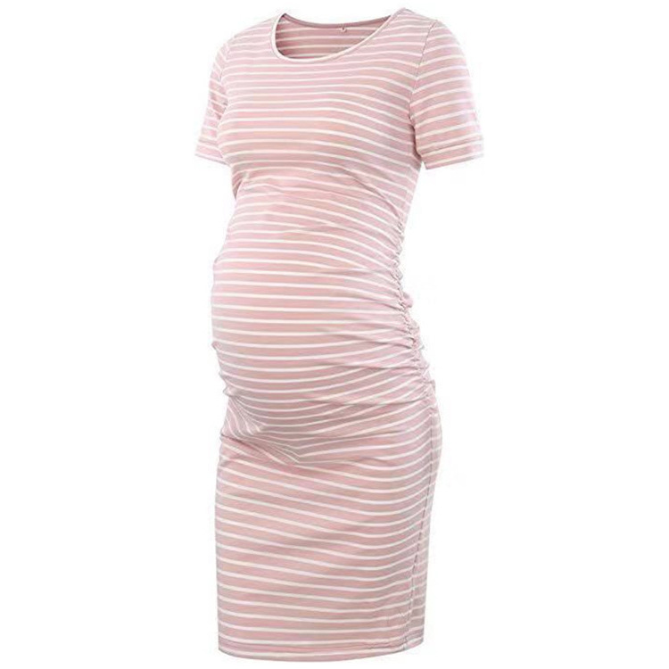 Round Neck Short Sleeve Maternity Dress