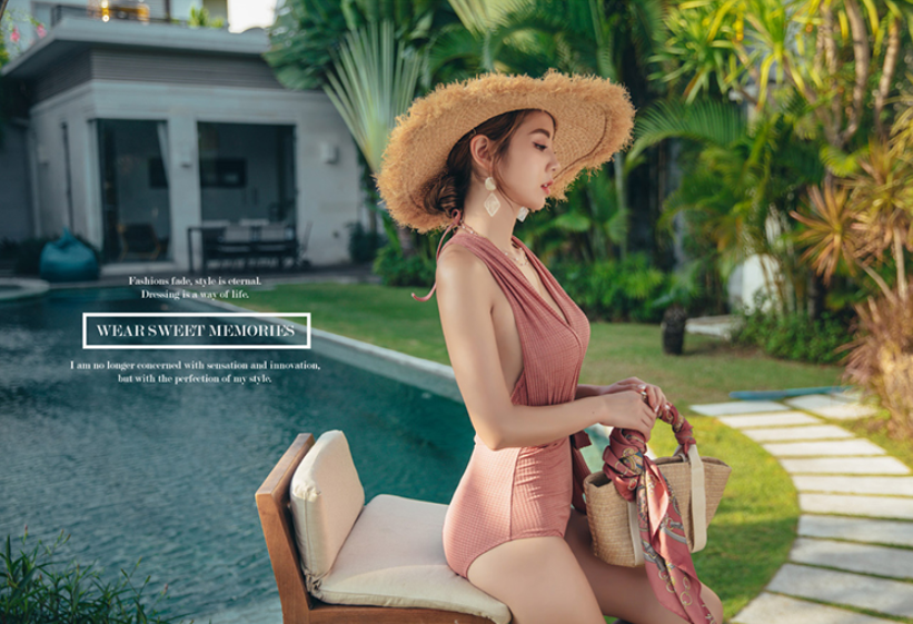 Triangle one-piece bikini straps sexy swimwear