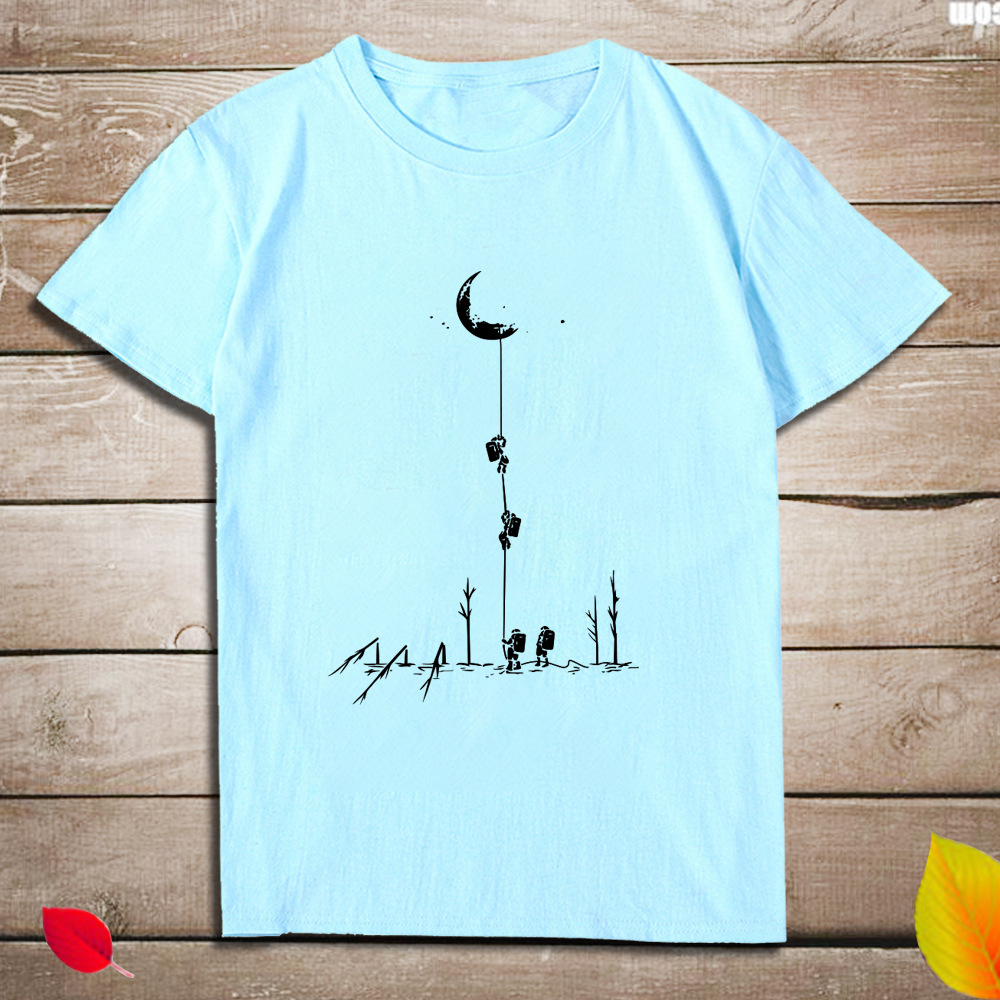 Top print moon wood fun T-shirt