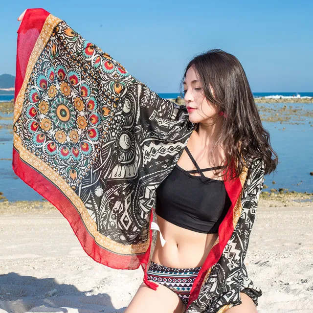 Fringed cotton and linen scarf 1841Style - Shop at LoveMi