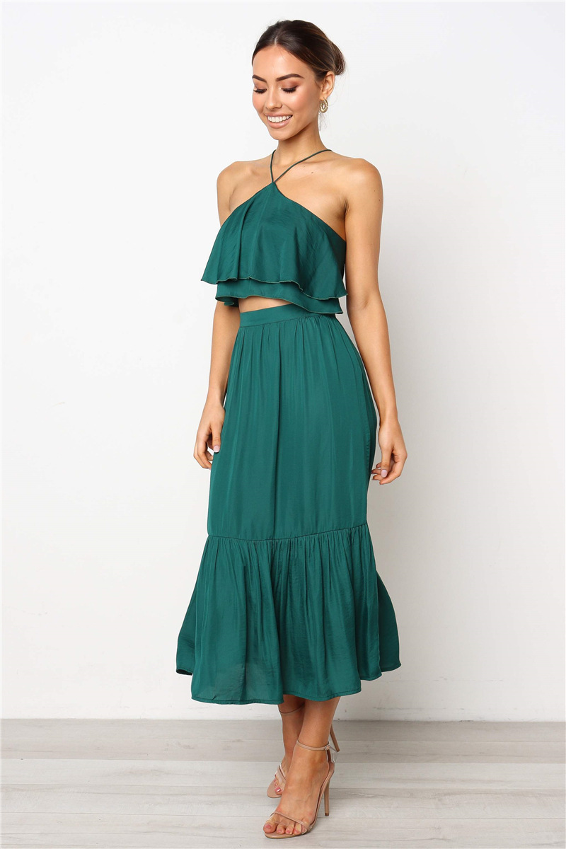Women's chest strapless strapless two pieces Green - Shop at LoveMi