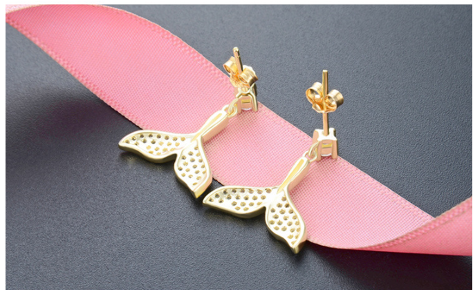 Earrings s925 sterling silver fishtail stud earrings