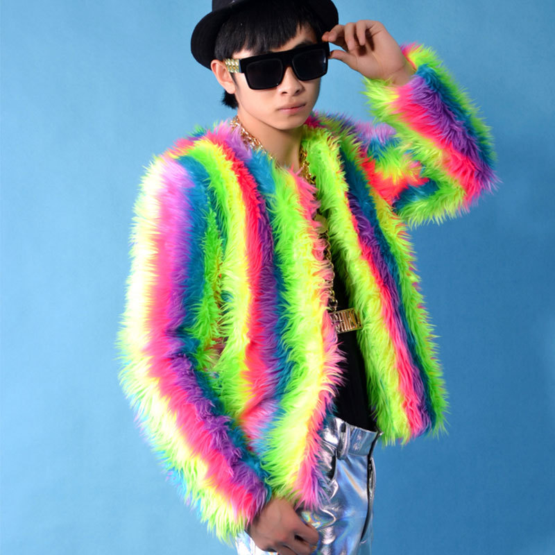 Coat colored loose fox fur long sleeve coat