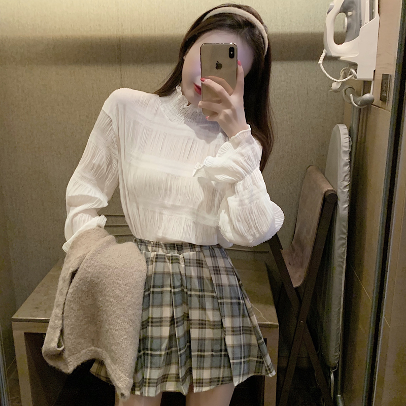 Women's long-sleeved base chiffon shirt