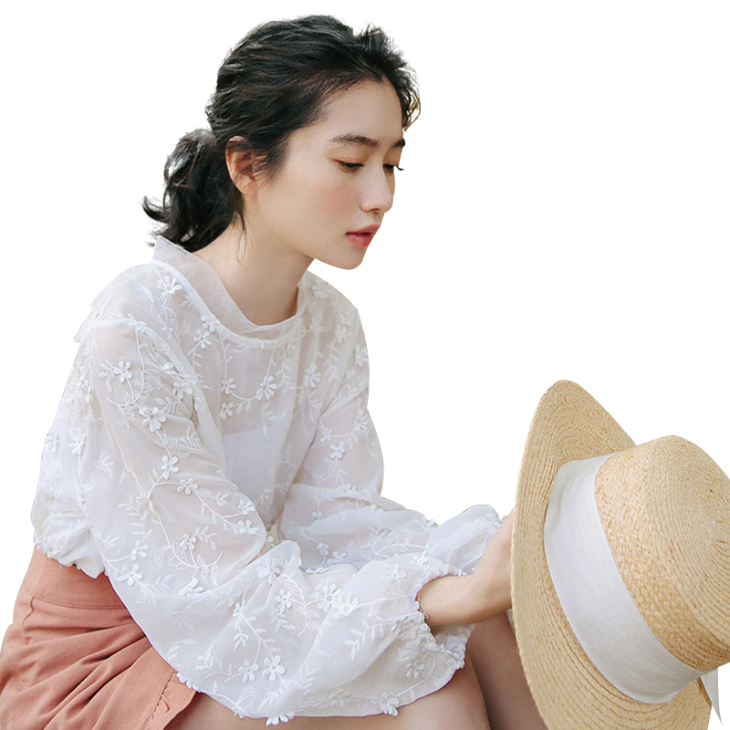 Lace embroidery shirt