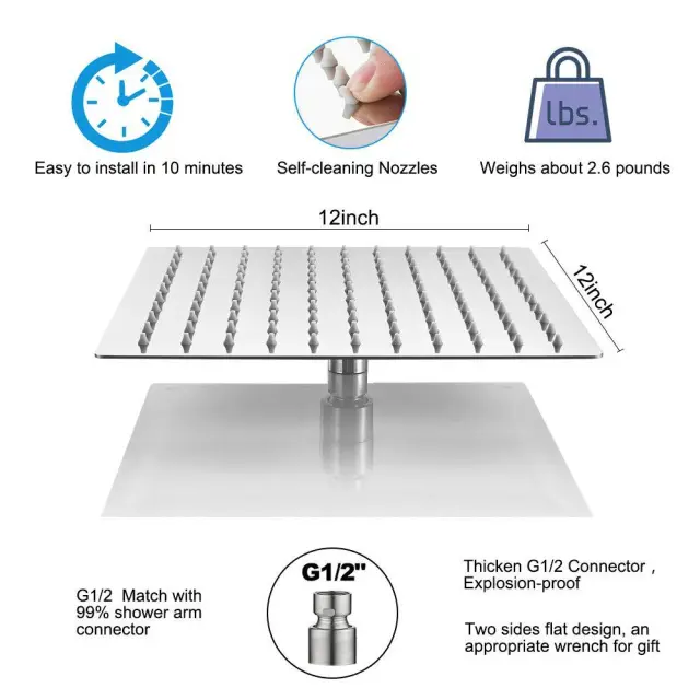 304 stainless steel shower top shower Silver - Shop at LoveMi