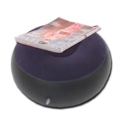 Lazy Bean Bag with Inflatable Folding Sofa - Blue Round Stool - View 1
